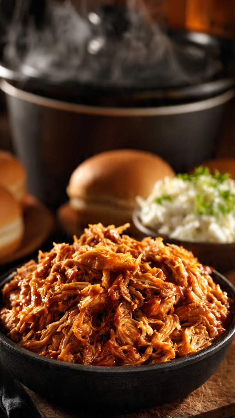 Easy Pulled Chicken Crock Pot Recipe (BBQ Chicken Sandwiches)