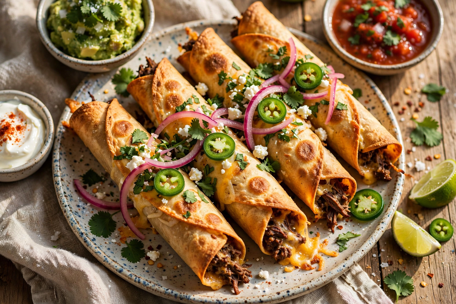 Crispy Cheesy Beef Taquitos