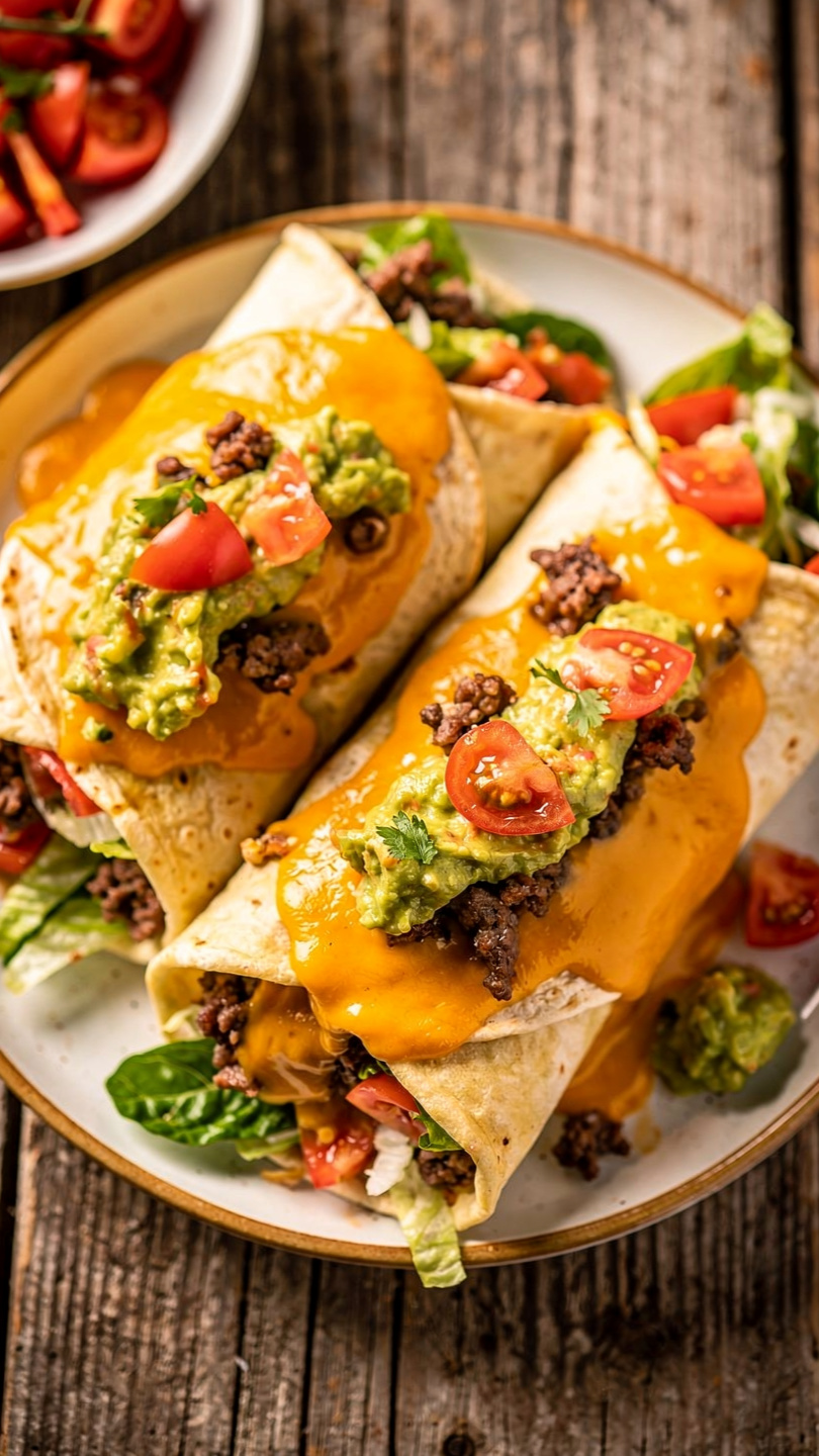 Loaded Beef and Cheese Burritos