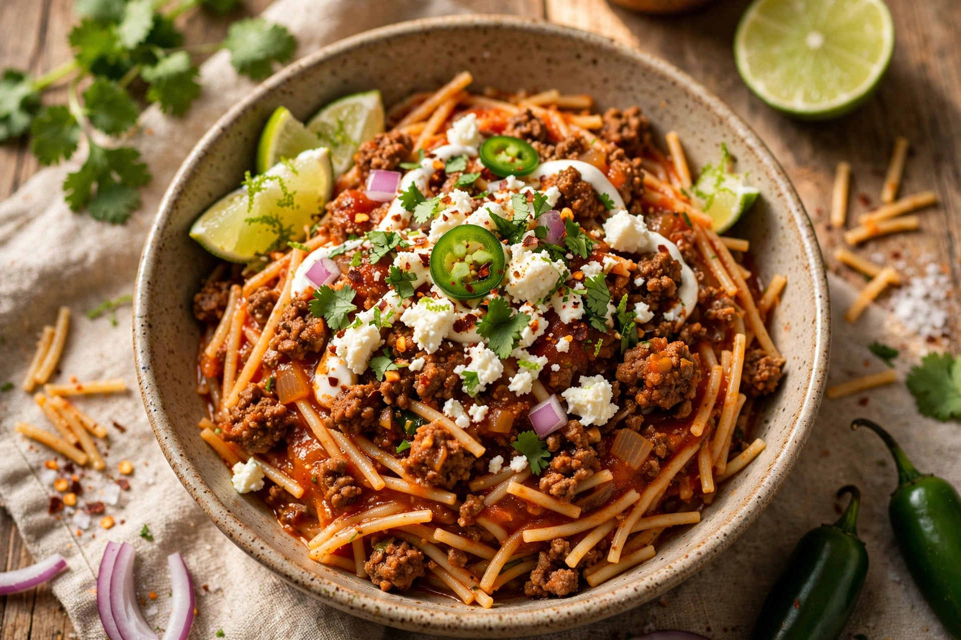 Mexican Fideo with Ground Beef
